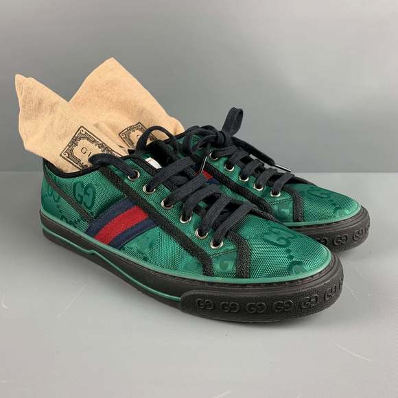 GUCCI Green Red Monogram Nylon Low Top Sneakers - Picture 8 of 8